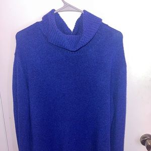 Blue over sized turtle neck sweater/ long